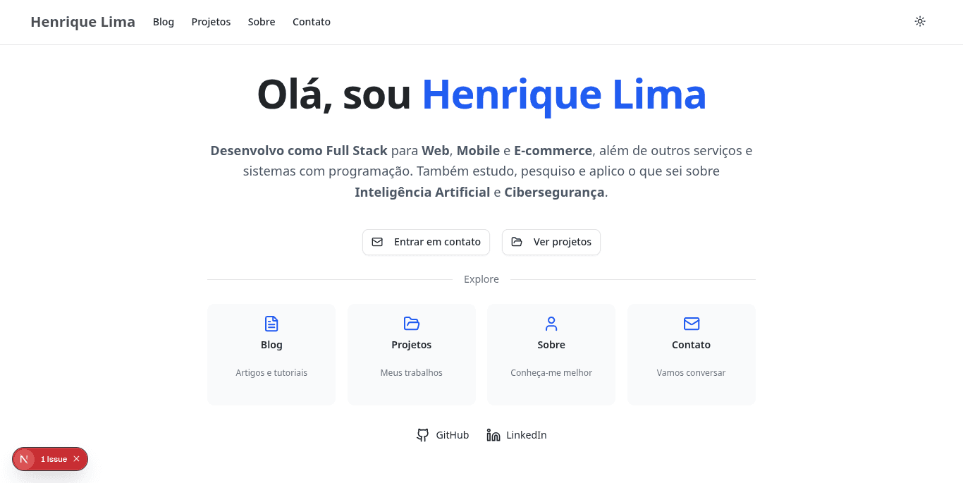 Home Page Portfolio Screenshot